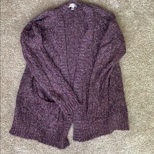 Purple knit cardigan sweater